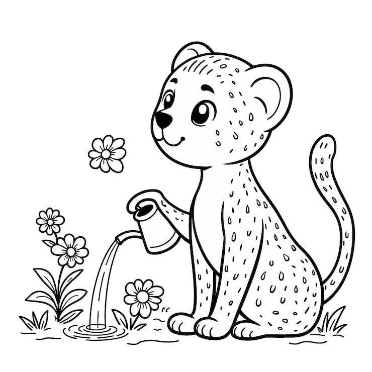 Drawing Leopard Drinking From Water Sprinkler 1166600 877