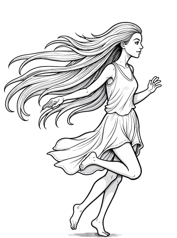 Drawing Woman Running With Long Hair 1166600 791
