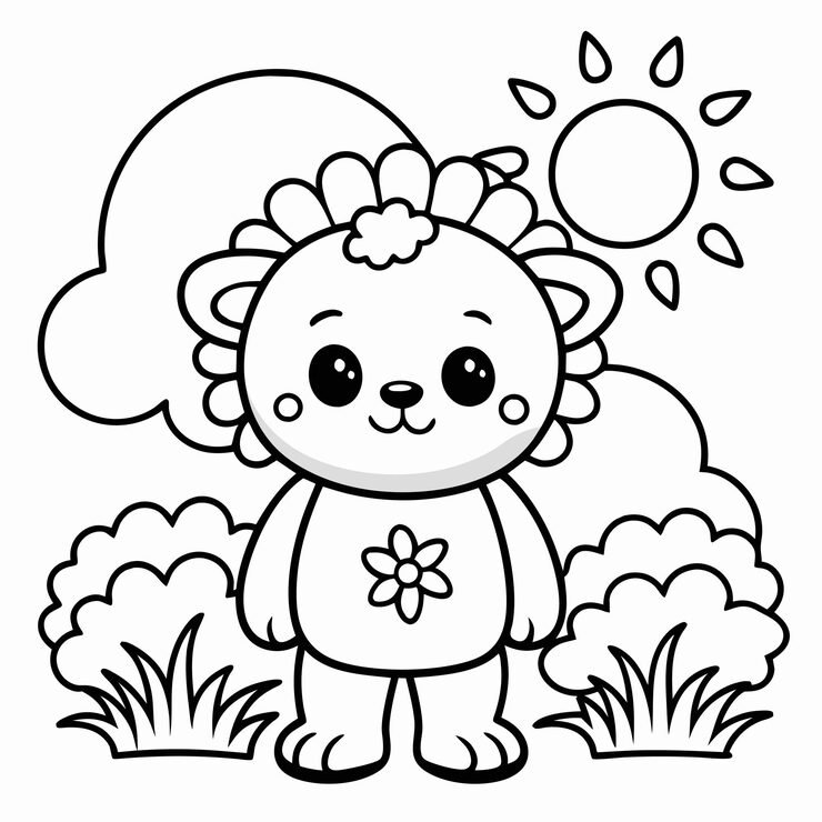 Drowning Bear Line Art Coloring Book Illustration 1134986 4007