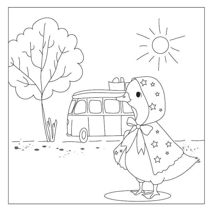 Duck Waiting Bus Coloring Page 925578 764