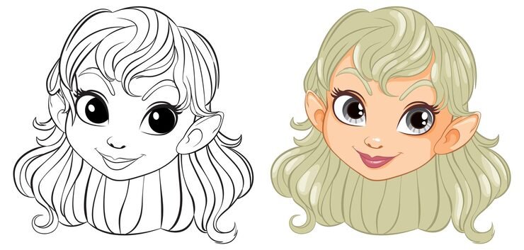 Enchanted Elf Girl Before After Coloring 1308 165232