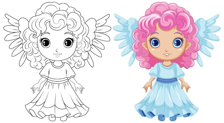 Fairy Girl Outline Coloring 1308 146303