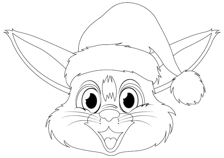 Festive Bunny Santa Hat Illustration 1308 163332