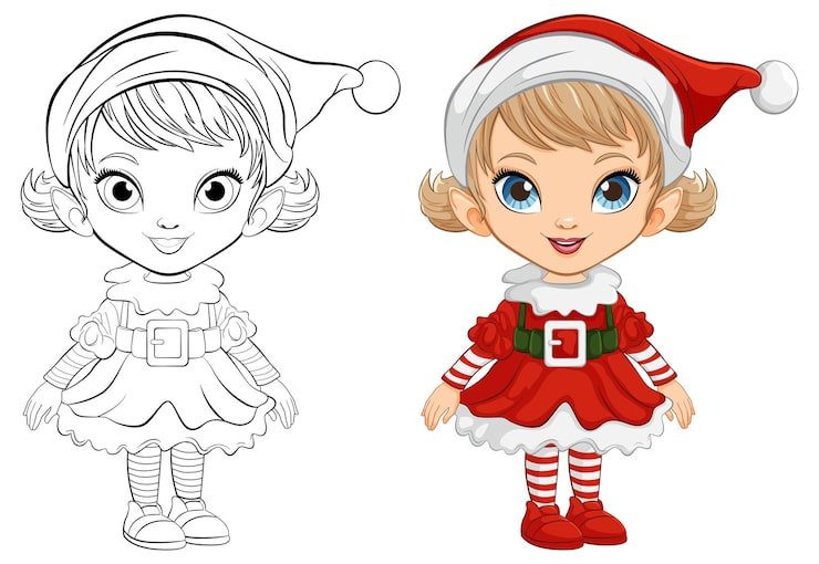 Festive Elf Girl Vector Illustration 1308 162722