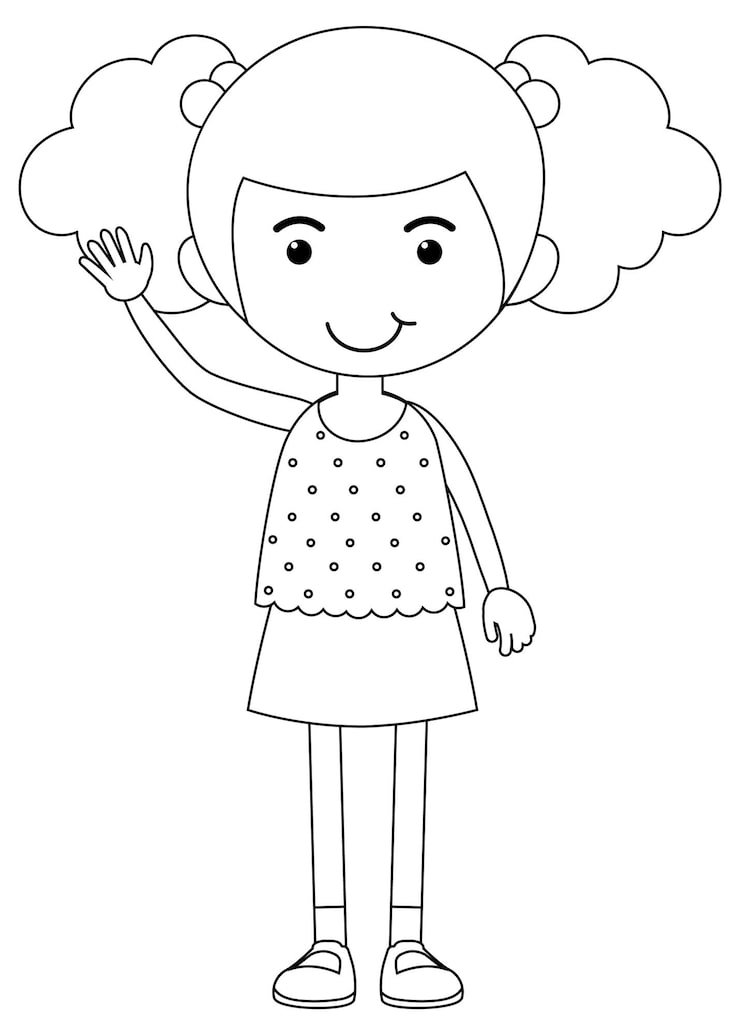 Girl Black White Doodle Character 1639 33186