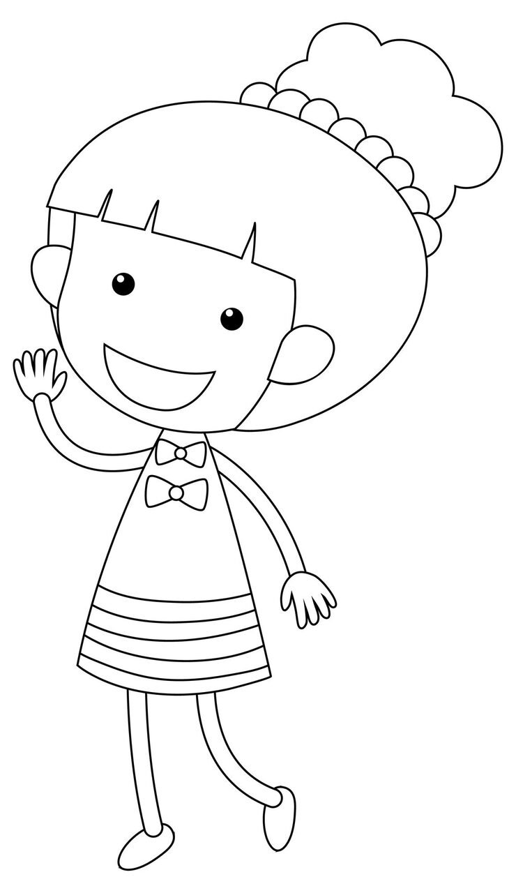 Girl Black White Doodle Character 1639 35707