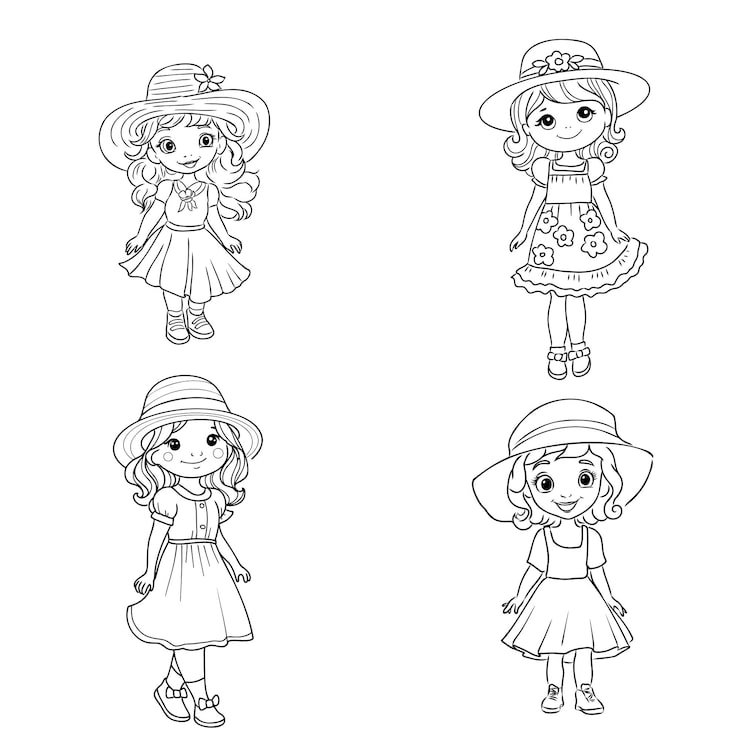 Girl Cartoonvector Illustration Isolated White Backgroundcoloring Book Pages 231873 13908