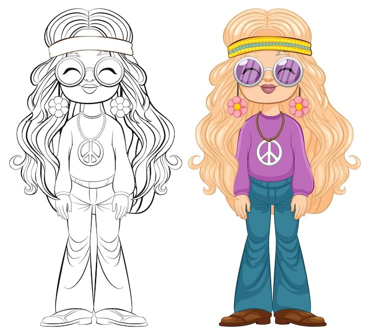 Groovy 70s Fashion Girl Illustration 1308 163147