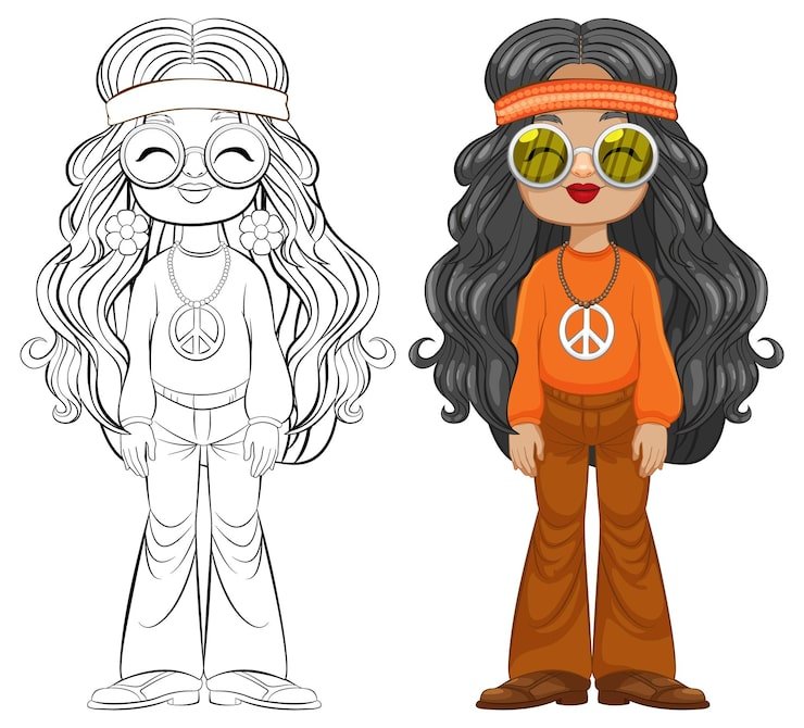 Groovy 70s Fashion Girl Illustration 1308 163613