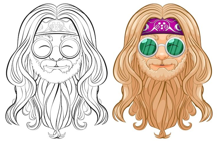 Groovy Hippie Character Illustration 1308 161878