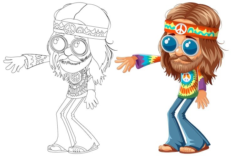 Groovy Hippie Character Illustration 1308 162881
