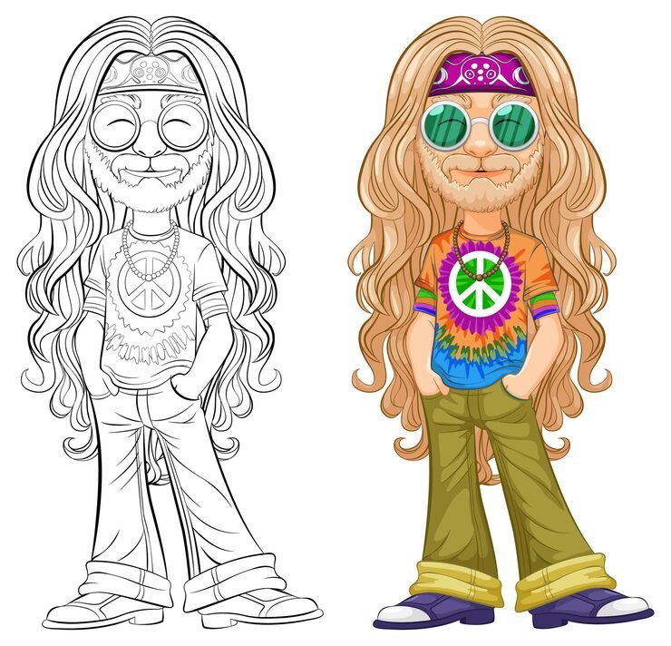 Groovy Hippie Character Illustration 1308 164100