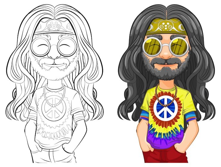 Groovy Hippie Character Illustration 1308 164366