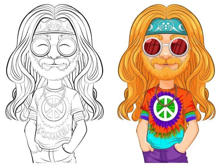 Groovy Hippie Character Illustration 1308 164518