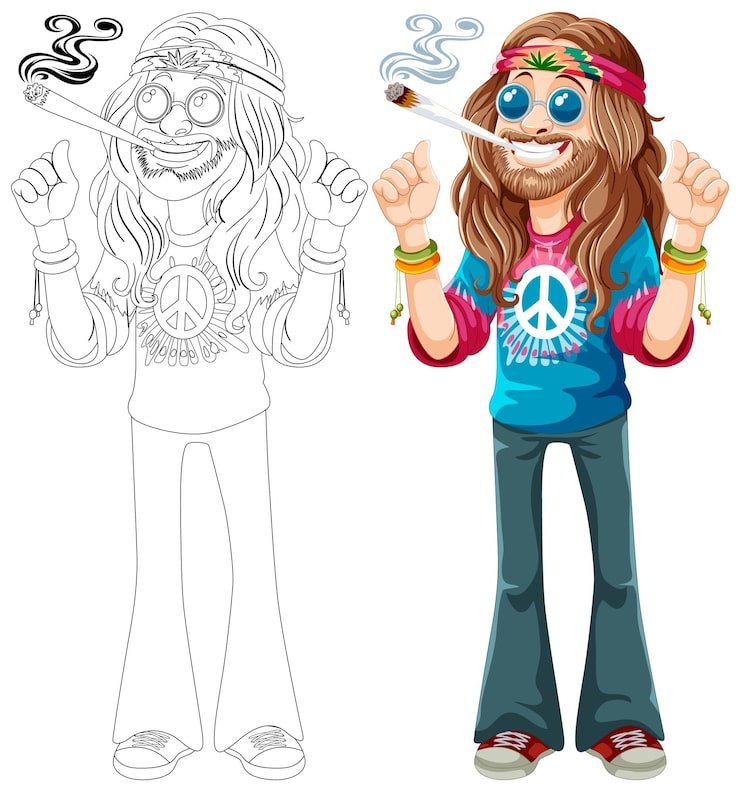 Groovy Hippie Character Illustration 1308 165261