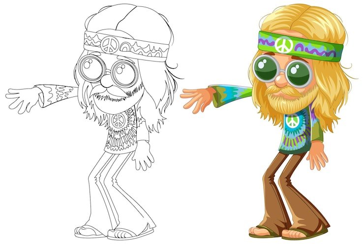 Groovy Hippie Character Illustration 1308 165282