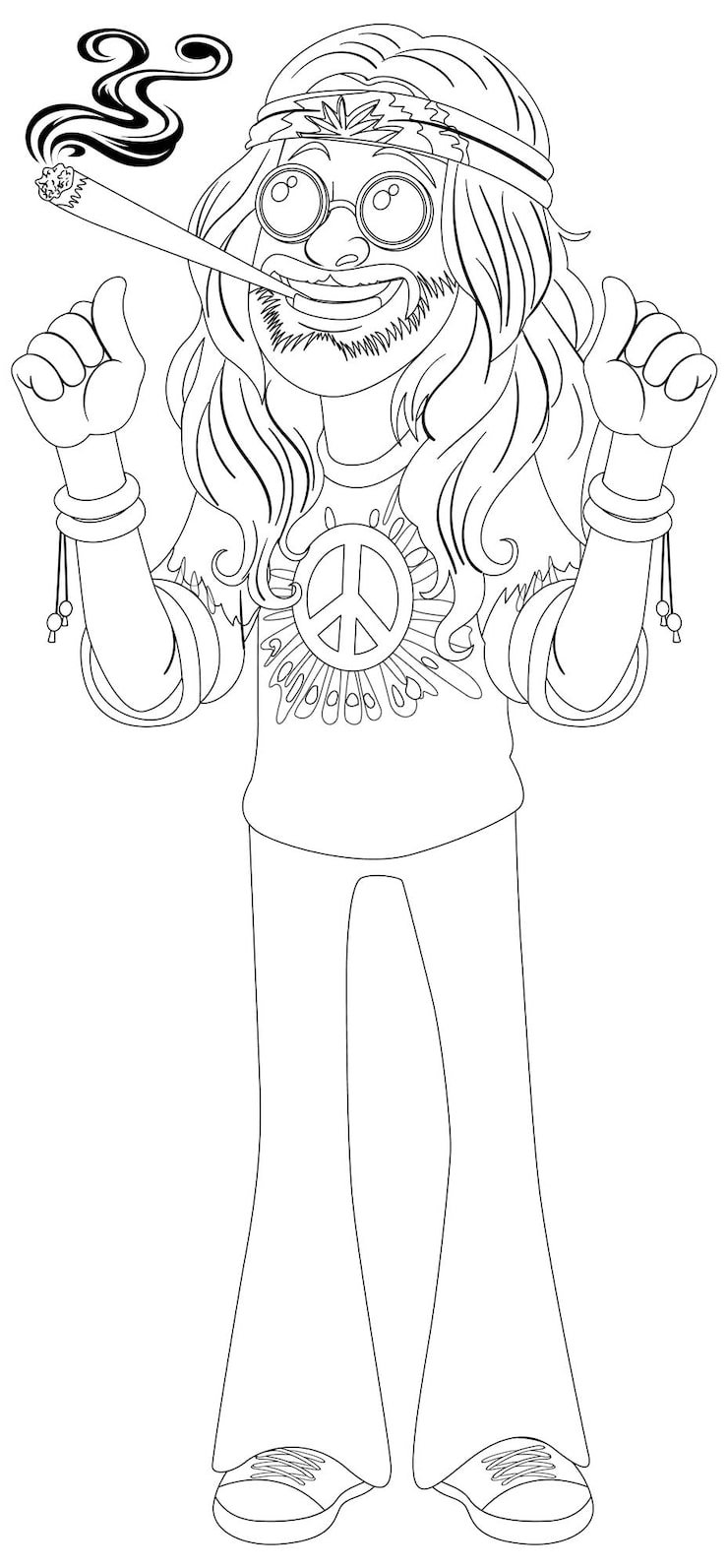 Groovy Hippie Character Vector Illustration 1308 165016