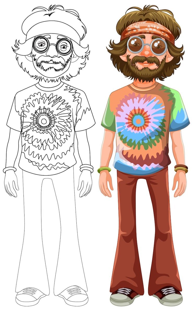 Groovy Hippie Fashion Illustration 1308 163216