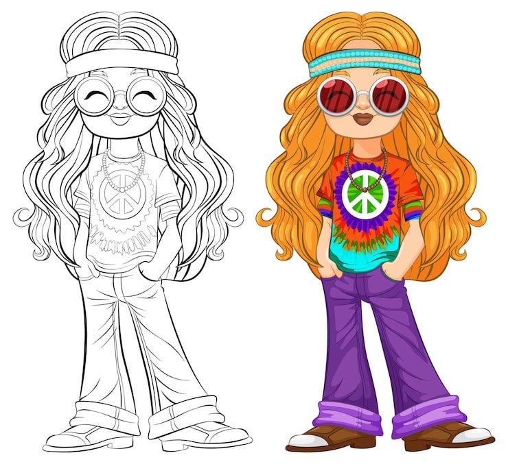 Groovy Hippie Fashion Illustration 1308 163223
