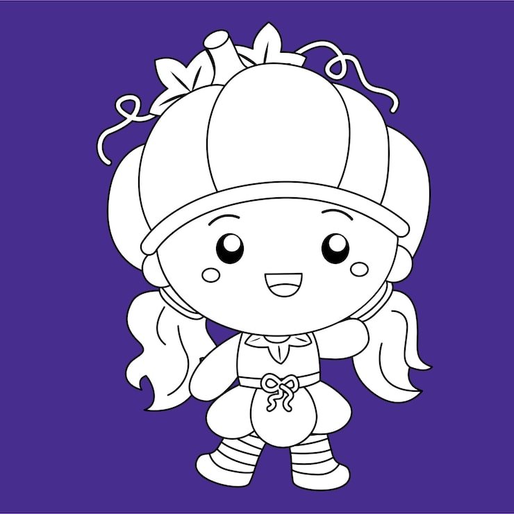 Halloween Pumpkin Costume Kids Cartoon Digital Stamp Outline 616819 3533