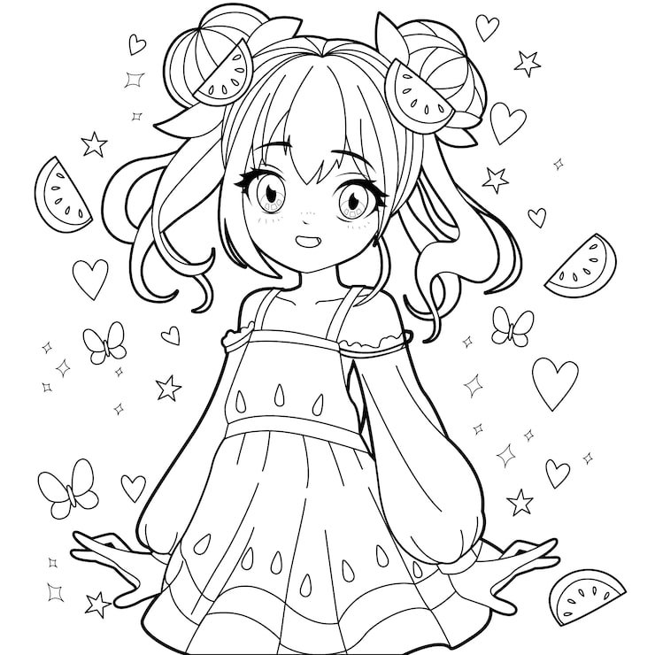 Hand Drawn Anime Coloring Pages Illustration 52683 160937