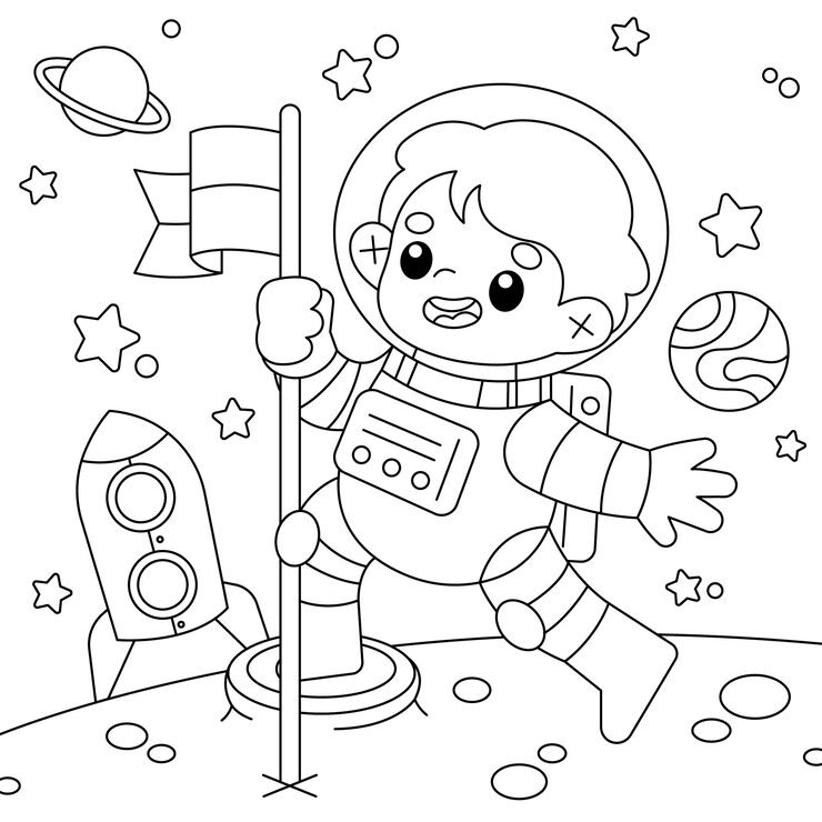Hand Drawn Astronaut Coloring Book Illustration 23 2150109684