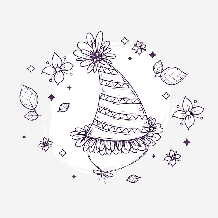 Hand Drawn Birthday Hat Illustration 23 2151137226