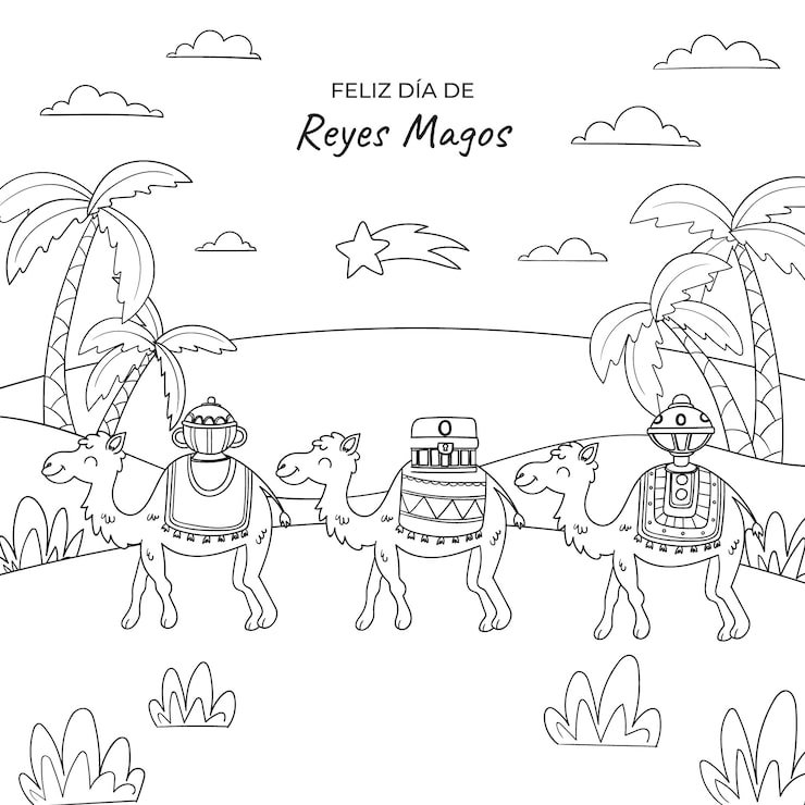 Hand Drawn Coloring Page Illustration Reyes Magos 23 2151009143