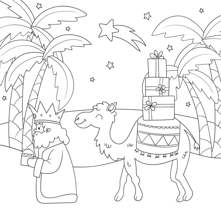 Hand Drawn Coloring Page Illustration Reyes Magos 23 2151009155