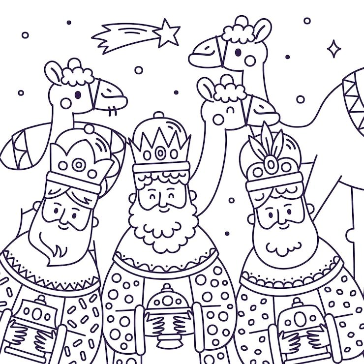 Hand Drawn Coloring Page Illustration Reyes Magos 23 2151033563