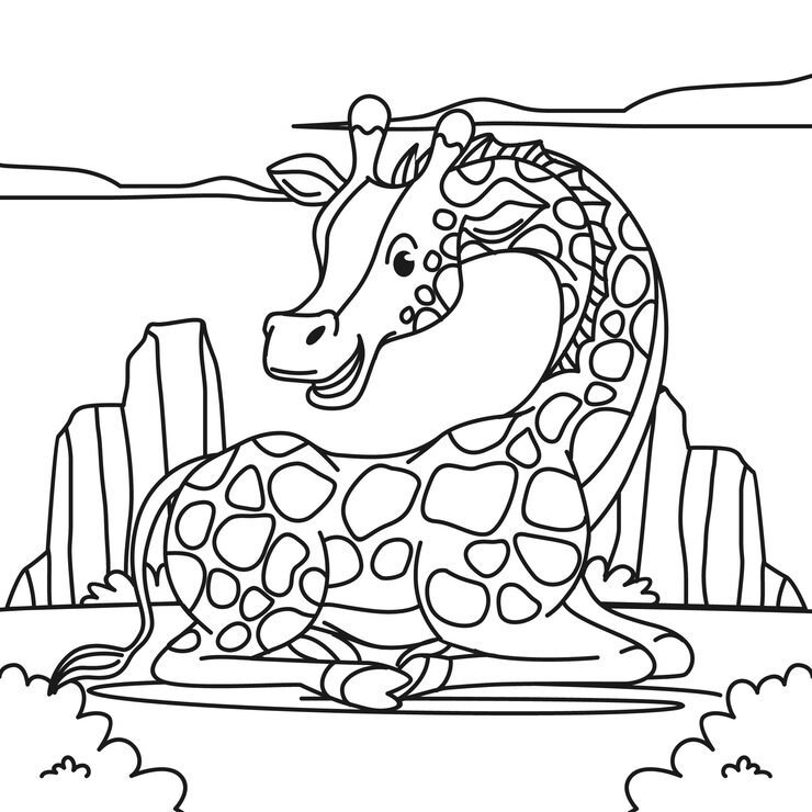 Hand Drawn Giraffe Outline Illustration 23 2150625408