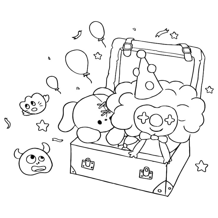 Hand Drawn Kawaii Clown Coloring Book Illustration 799550 33