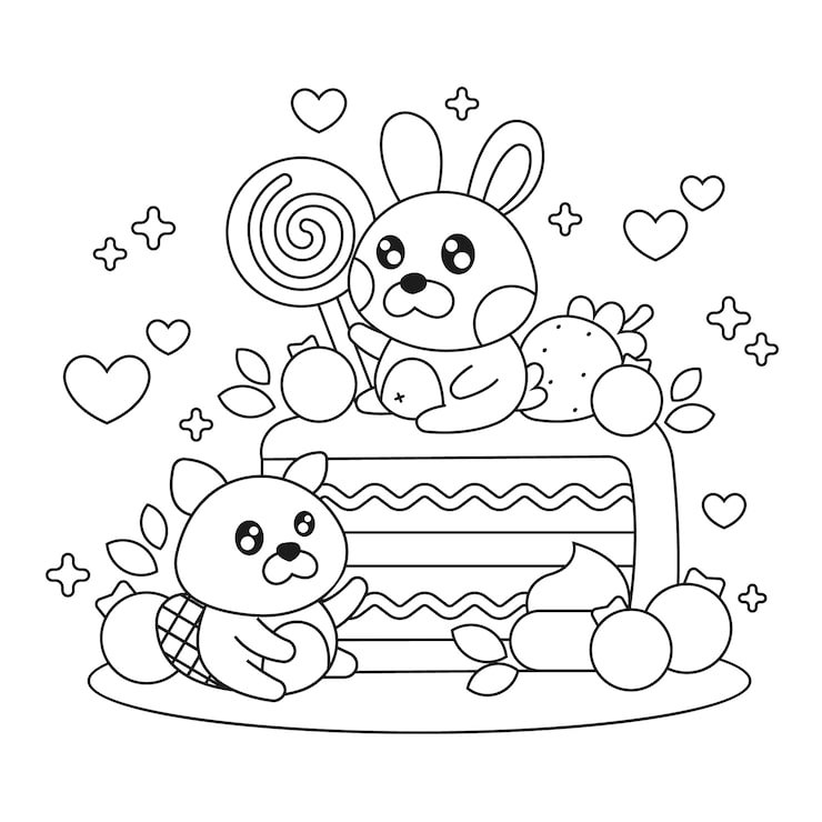 Hand Drawn Kawaii Coloring Book Illustration 23 2149812477