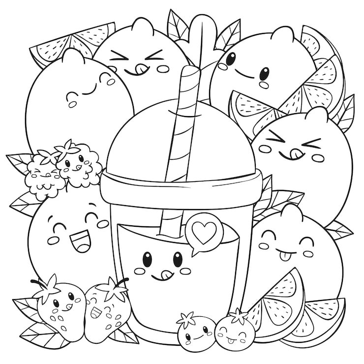 Hand Drawn Kawaii Coloring Book Illustration 52683 96634