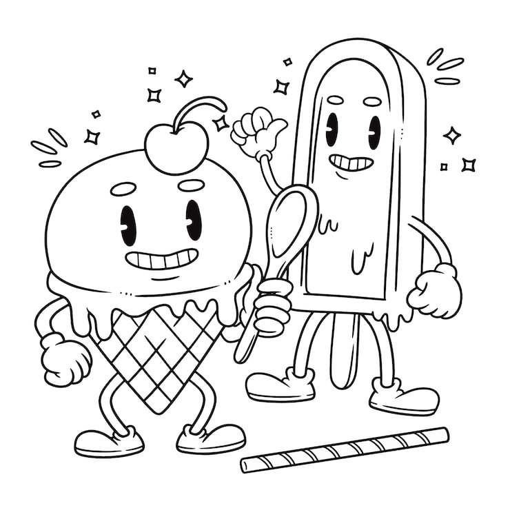 Hand Drawn Retro Cartoon Coloring Illustration 23 2151330571