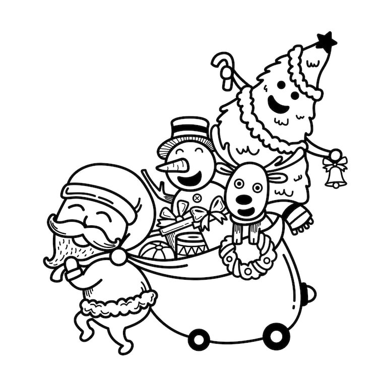 Hand Drawn Santa Claus Happy New Year Merry Christmas Illustration 74440 2535