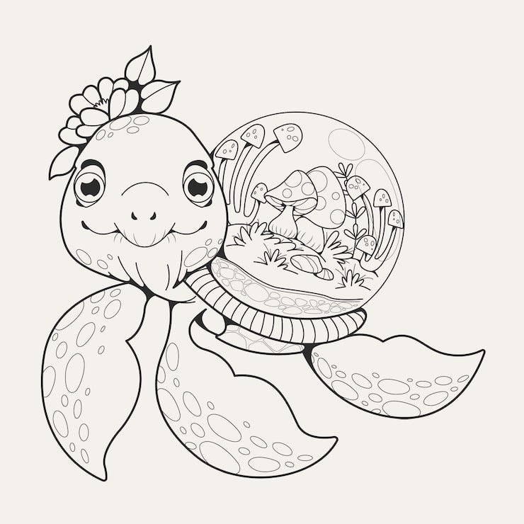 Hand Drawn Turtle Outline Illustration 52683 81176