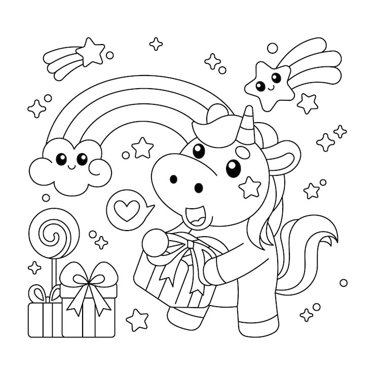 Hand Drawn Unicorn Coloring Book Illustration 23 2150109672