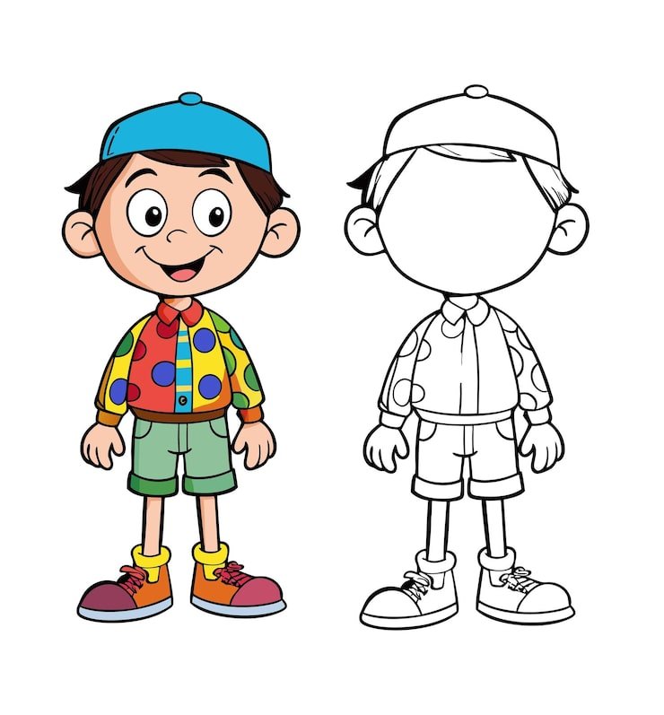 Happy Cartoon Boy Colorful Clothes 1283348 110191