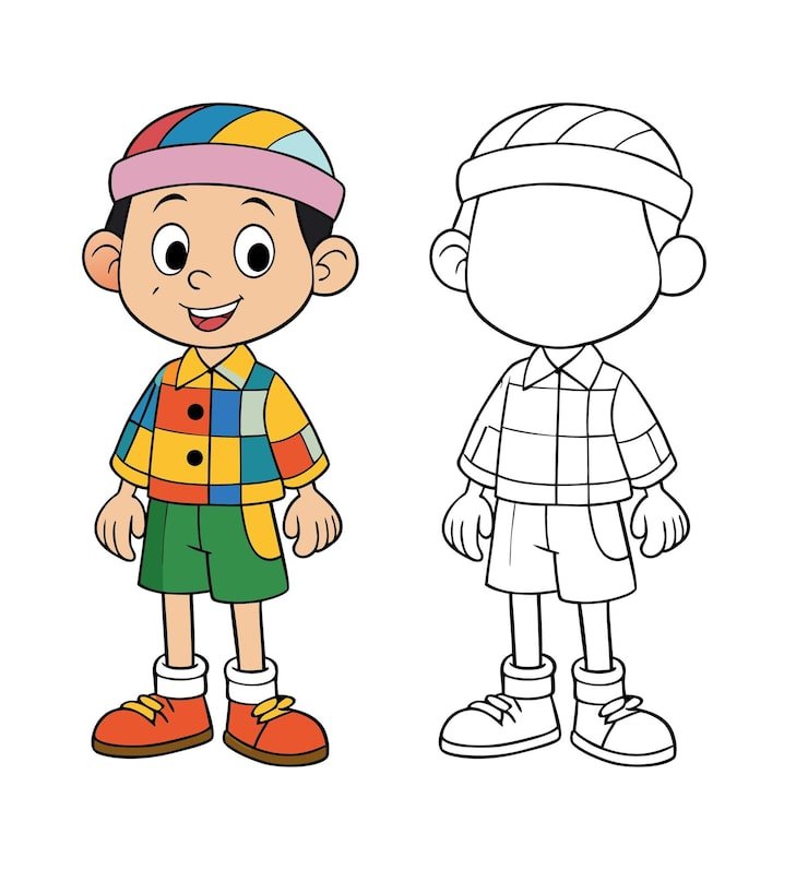 Happy Cartoon Boy Colorful Clothing 1283348 110119