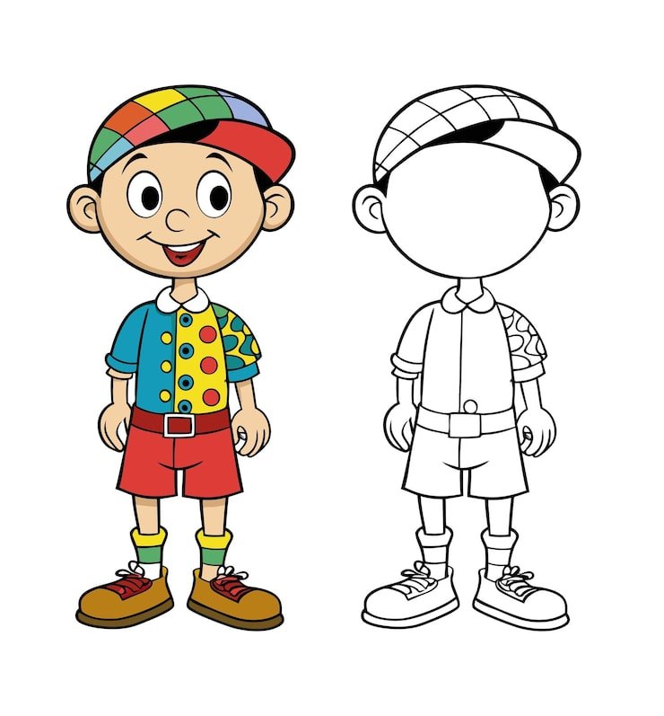 Happy Cartoon Boy Colorful Outfit 1283348 110087