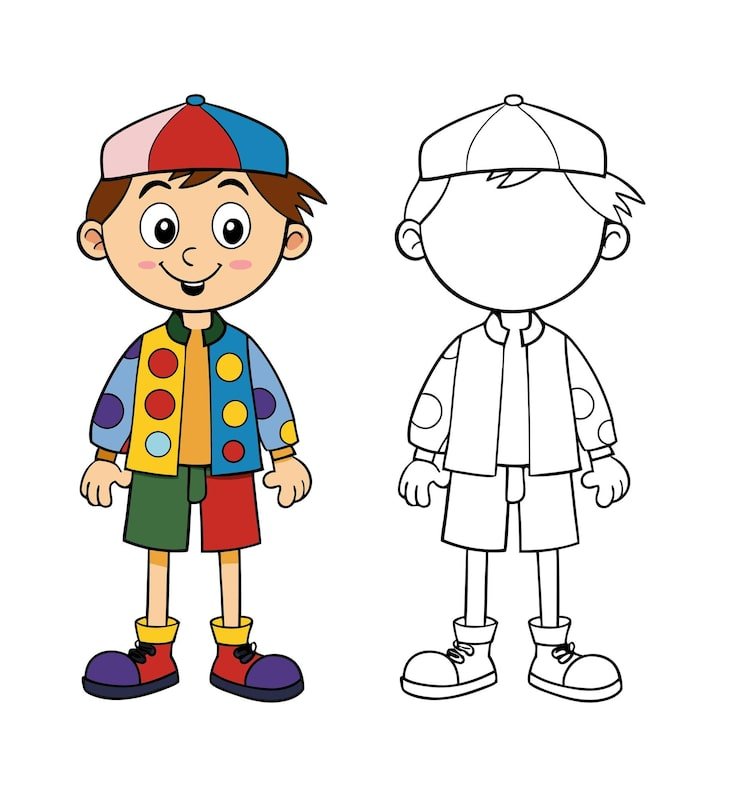 Happy Cartoon Boy Colorful Outfit 1283348 110174