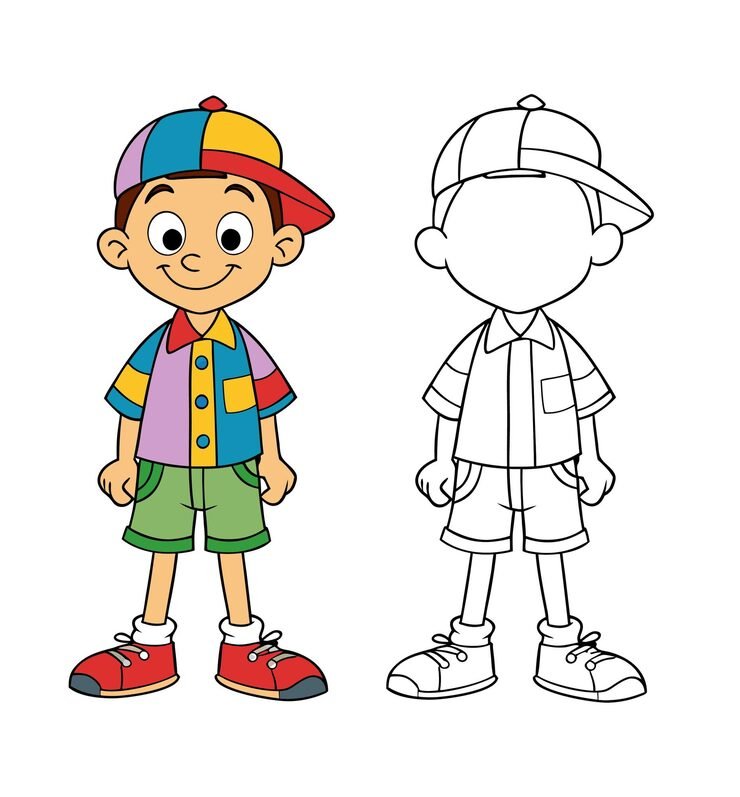 Happy Cartoon Boy Wearing Colorful Cap Outfit 1283348 110132