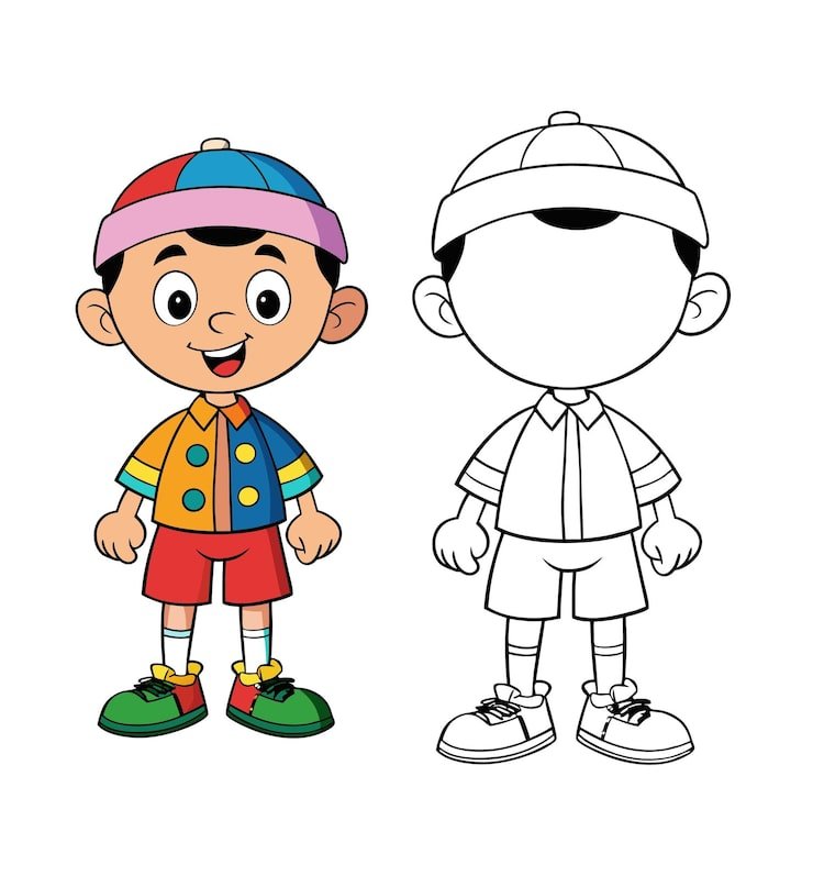 Happy Cartoon Boy With Colorful Clothes Ready Fun 1283348 110175