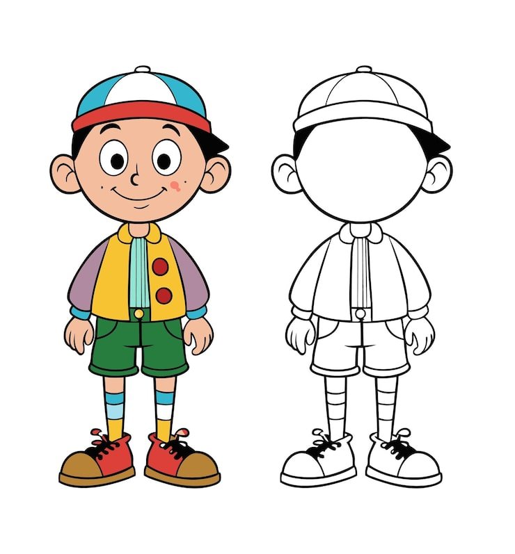 Happy Cartoon Boy With Colorful Outfit 1283348 110111