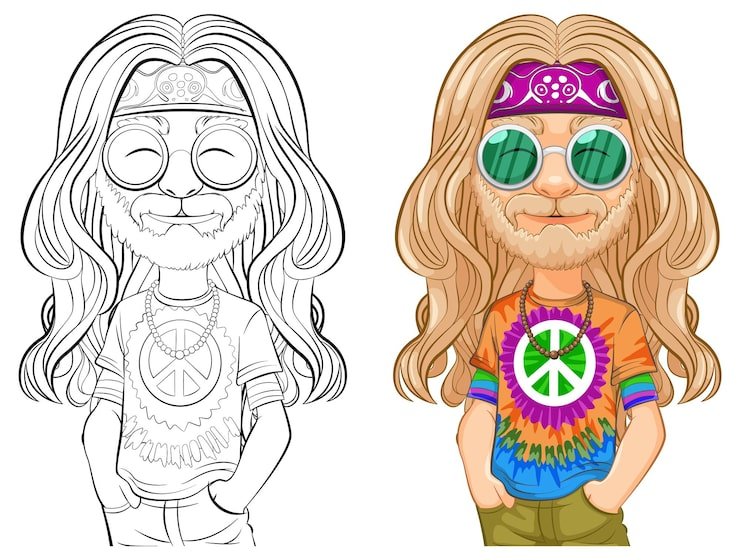 Hippie Character Vector Illustration 1308 163676