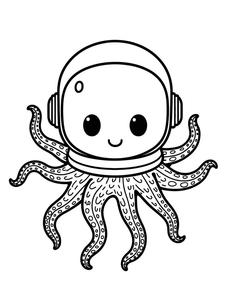 Illustration Octopus Wearing Headphones White Background 1166600 1033