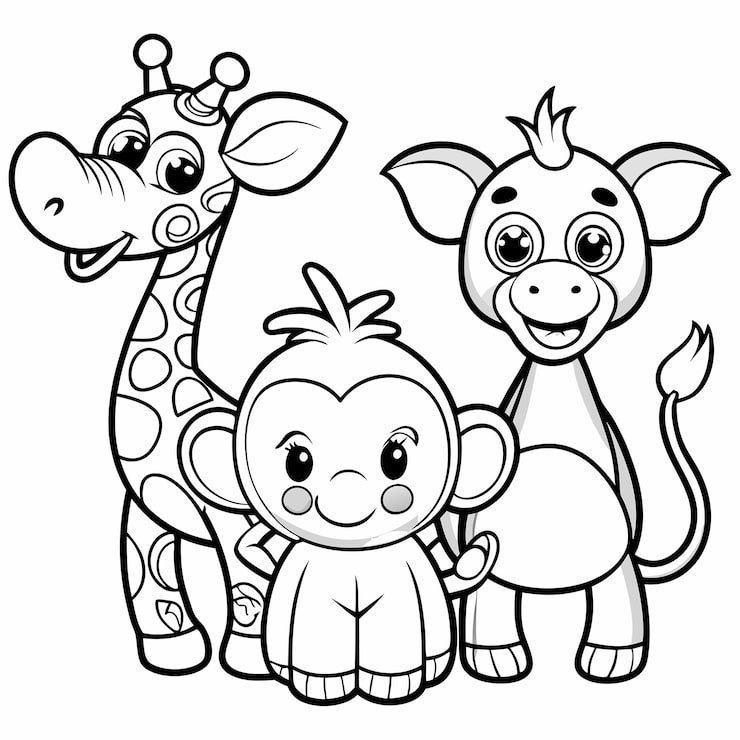 Jungle Adventure Coloring Page Featuring Graceful Giraffe 1263357 31114