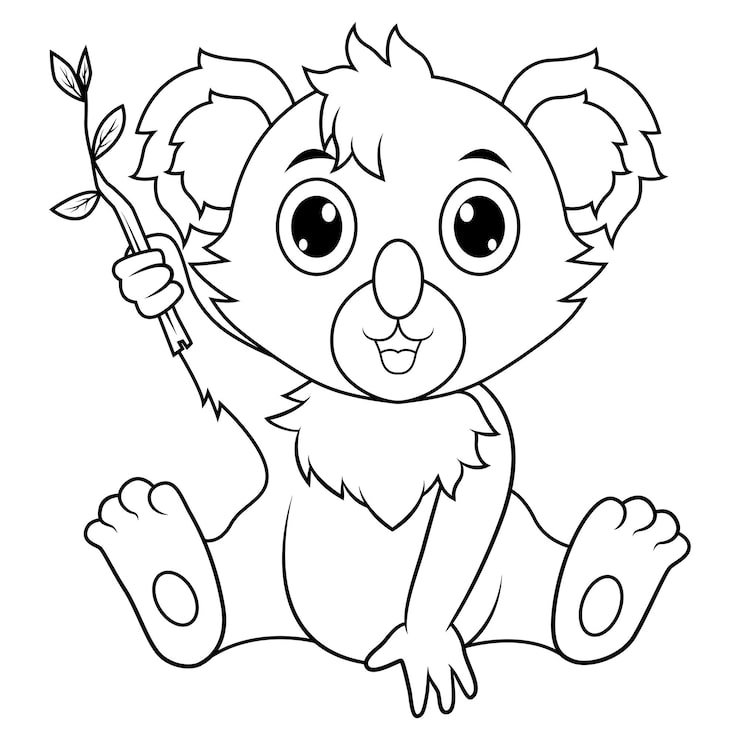 Koala Sitting Floor Holding Leaf 194935 964