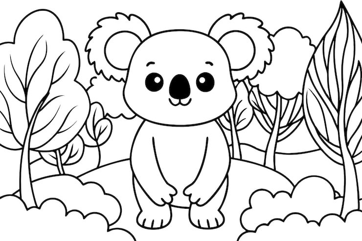 Koala With Black White Background With Black Outline Koala 960117 23081